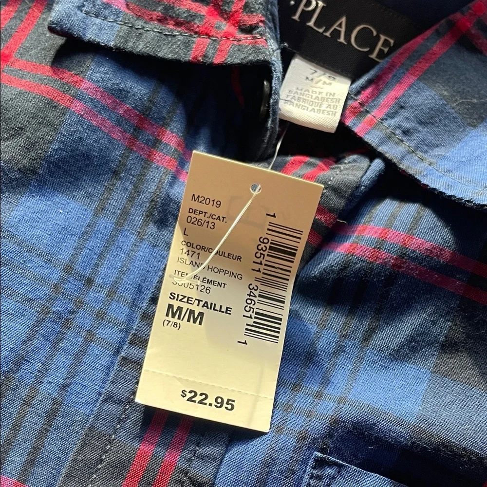 Children’s Place Boys Long Sleeve Button-Down Shirts – Set of 2 – Size 7/8 – NWT